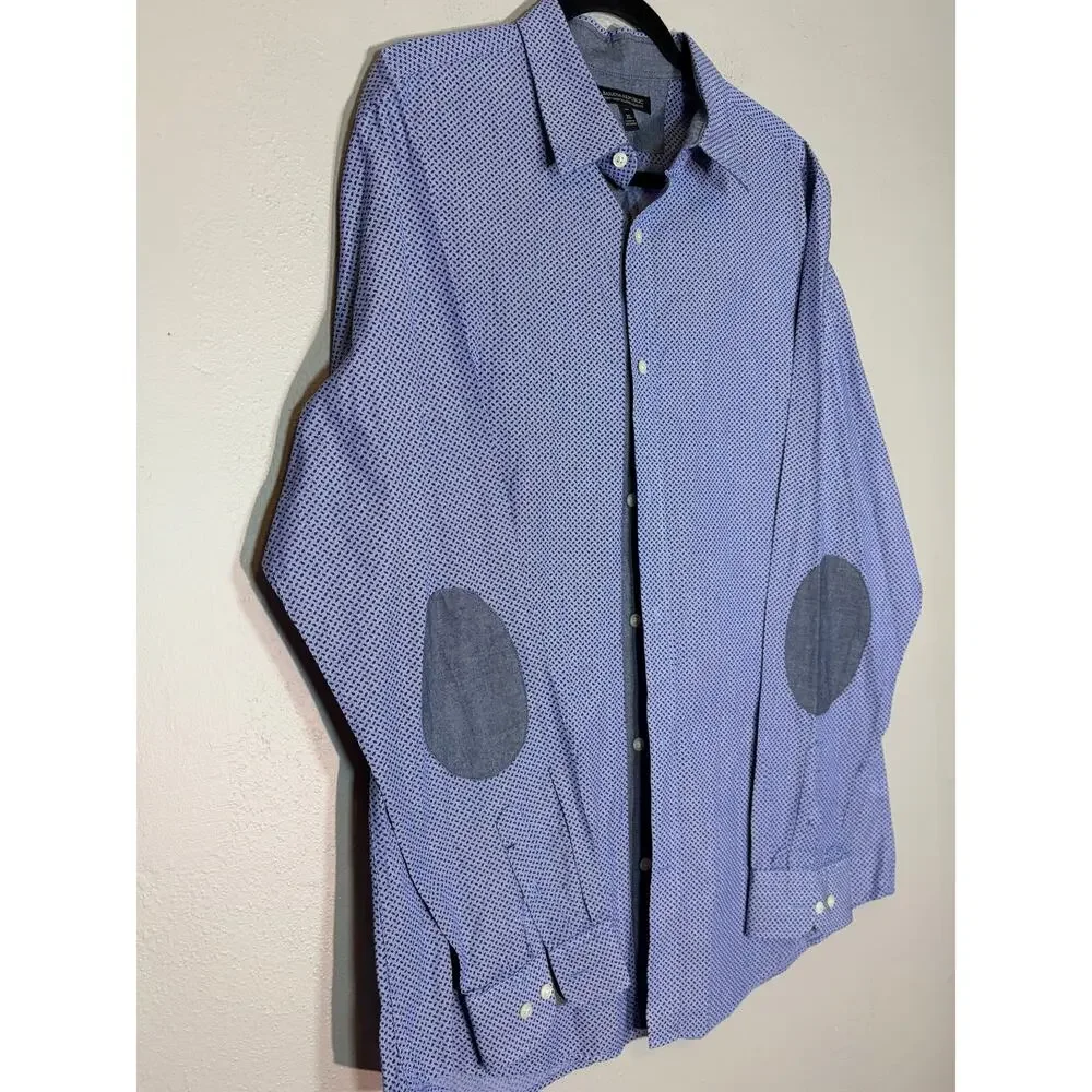 Banana Republic, Tailored Slim-Fit Denim Elbow-Patch‎ Button-Down Shirt, XL Tall